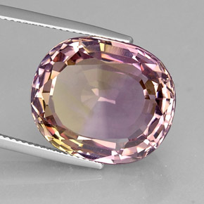 Amétrine bicolore naturelle coupe ovale, 21,12 ct, VVS