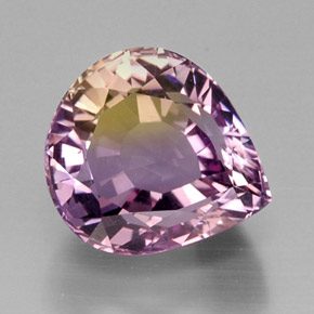 Amétrine bicolore naturelle en forme de poire, 15,44 ct, IF