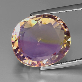 Amétrine bicolore naturelle coupe ovale, 15,67 ct, IF