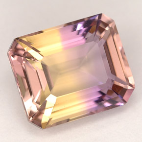 Amétrine bicolore naturelle taille émeraude, 5,29 ct, VVS
