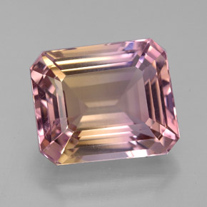Amétrine bicolore naturelle taille émeraude, 6,66 ct, VVS-VS