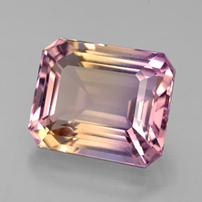 Amétrine bicolore naturelle taille émeraude, 6,66 ct, VVS-VS