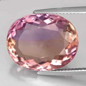 Amétrine bicolore naturelle coupe ovale, 14,32 ct, VVS