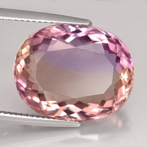 Amétrine bicolore naturelle coupe ovale, 14,32 ct, VVS
