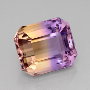 Amétrine bicolore naturelle taille émeraude, 8,22 ct, VVS