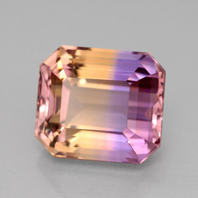 Amétrine bicolore naturelle taille émeraude, 8,22 ct, VVS