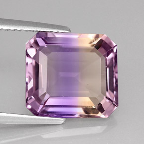 Amétrine bicolore naturelle taille émeraude, 6,02 ct, VVS