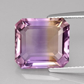 Amétrine bicolore naturelle taille émeraude, 6,02 ct, VVS