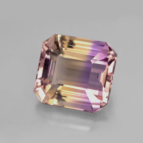 Amétrine bicolore naturelle taille émeraude, 6,33 ct, VVS
