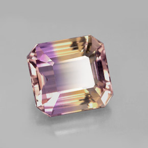 Amétrine bicolore naturelle taille émeraude, 6,33 ct, VVS