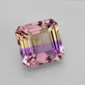Amétrine bicolore naturelle taille émeraude, 7,09 ct, IF