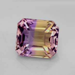 Amétrine bicolore naturelle taille émeraude, 7,32 ct, VVS