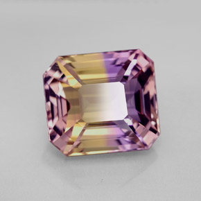 Amétrine bicolore naturelle taille émeraude, 7,32 ct, VVS