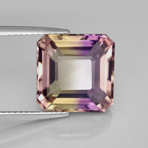 Amétrine bicolore naturelle taille émeraude, 6,36 ct, VVS-VS