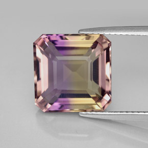 Amétrine bicolore naturelle taille émeraude, 6,36 ct, VVS-VS