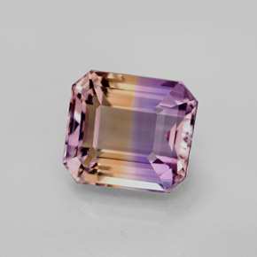 Amétrine bicolore naturelle taille émeraude, 5,79 ct, VVS