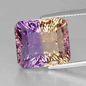 Amétrine bicolore naturelle taille émeraude, 12,12 ct, VVS