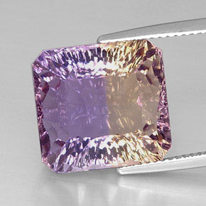 Amétrine bicolore naturelle taille émeraude, 14,42 ct, VVS