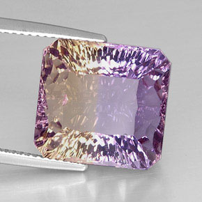 Amétrine bicolore naturelle taille émeraude, 14,42 ct, VVS