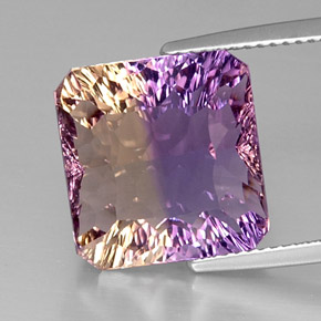 Amétrine bicolore naturelle taille émeraude, 10,91 ct, VVS-VS