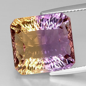 Amétrine bicolore naturelle taille émeraude, 14,51 ct, VVS-VS