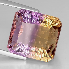 Amétrine bicolore naturelle taille émeraude, 14,51 ct, VVS-VS