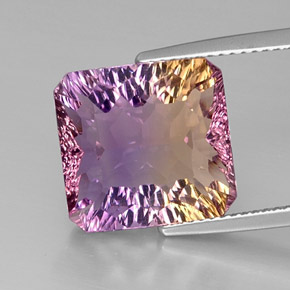 Amétrine bicolore naturelle taille émeraude, 9,01 ct, VVS-VS