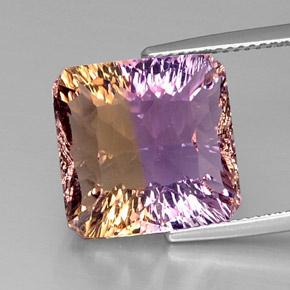 Amétrine bicolore naturelle taille émeraude, 12,12 ct, VVS-VS