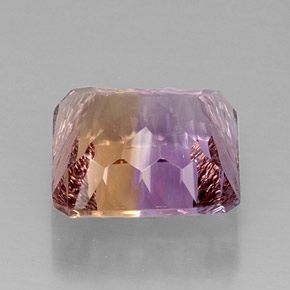Amétrine bicolore naturelle taille émeraude, 12,12 ct, VVS-VS