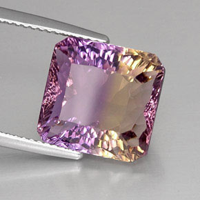 Amétrine bicolore naturelle taille émeraude, 8,16 ct, VVS-VS