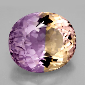 Amétrine bicolore naturelle coupe ovale, 14,82 ct, IF
