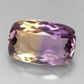 Amétrine bicolore naturelle coupe coussin, 10,66 ct, VVS