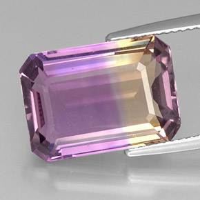Amétrine bicolore naturelle taille émeraude, 10,41 ct, VVS-VS