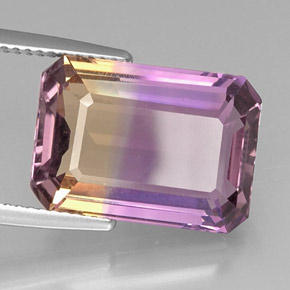 Amétrine bicolore naturelle taille émeraude, 10,41 ct, VVS-VS
