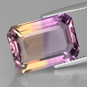 Amétrine bicolore naturelle taille émeraude, 11,28 ct, VVS-VS