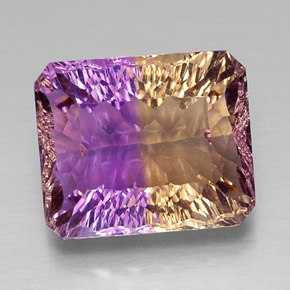 Amétrine bicolore naturelle taille émeraude, 14,23 ct, VVS