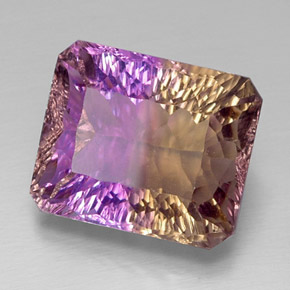 Amétrine bicolore naturelle taille émeraude, 14,23 ct, VVS