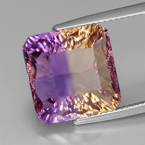 Amétrine bicolore naturelle taille émeraude, 11,58 ct, VVS