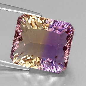 Amétrine bicolore naturelle taille émeraude, 10,76 ct, VVS