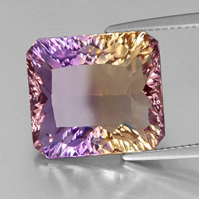 Amétrine bicolore naturelle taille émeraude, 10,76 ct, VVS