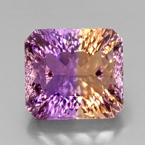 Amétrine bicolore naturelle taille émeraude, 13,58 ct, VVS