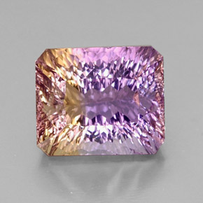 Amétrine bicolore naturelle taille émeraude, 14,73 ct, VVS-VS