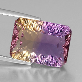 Amétrine Bicolore naturelle Taille émeraude, 12.54 ct, VVS