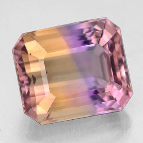 Amétrine bicolore naturelle taille émeraude, 9,41 ct, VVS