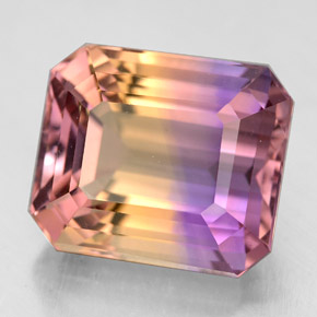 Amétrine bicolore naturelle taille émeraude, 9,41 ct, VVS