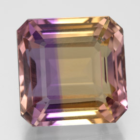 Amétrine bicolore naturelle taille émeraude, 10,20 ct, VVS