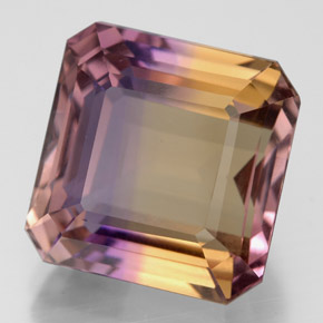 Amétrine bicolore naturelle taille émeraude, 10,20 ct, VVS