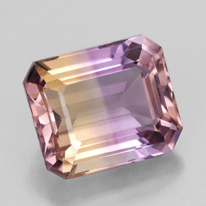Amétrine bicolore naturelle taille émeraude, 7,65 ct, VVS