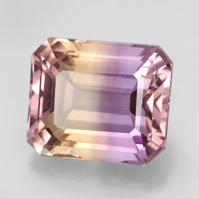 Amétrine bicolore naturelle taille émeraude, 7,65 ct, VVS