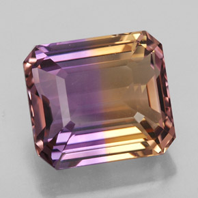 Amétrine bicolore naturelle taille émeraude, 9,08 ct, IF